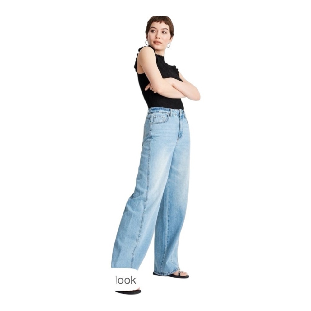 NWT Future Collective Women’s Mid Rise Wide Leg Jeans, Relaxed Jean Size 0 - Picture 3 of 14
